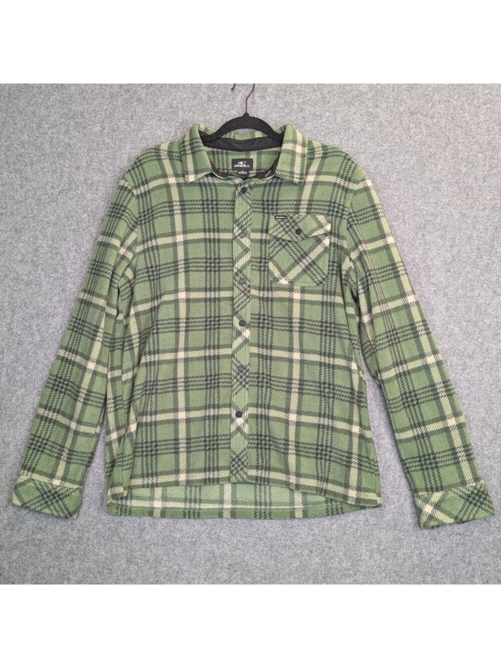 ONeill Green Plaid Button-Up Long Sleeve Shirt Mens M Icecap Sage Super Fleece